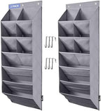 FENTEC 2 Pack Over the Door Shoe Organizer, Hanging Shoe Organizer, 6-Tier Large Deep Pockets Door Shoe Rack with 3 Hooks Shoe Organizer for Shoes, Sneakers, and Home Accessories, Grey by Fentec