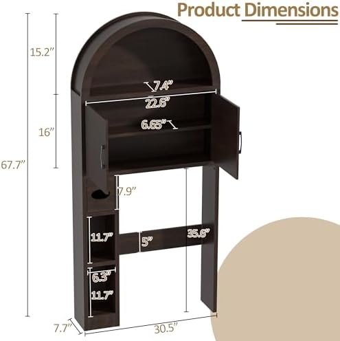 Spurgehom Over Toilet Storage Cabinet, Bathroom Arch Organizer, Coffee - Image 2