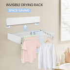 Wall Mounted Laundry Drying Rack, Carbon Steel Foldable & Retractable Clothes Drying Rack, Space Saving Adjustable Towel Holder for Bathroom, Laundry, Small Spaces (1, White, 31.5") - Image 4
