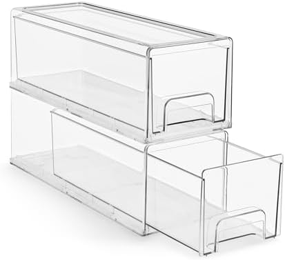 Sorbus Clear Stackable Storage Drawers with Handles (Small Wide, 2 Pack) by Sorbus
