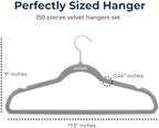 SereneLife Velvet Hangers – 150 Pack, Slim & Space Saving for Closets - Image 2