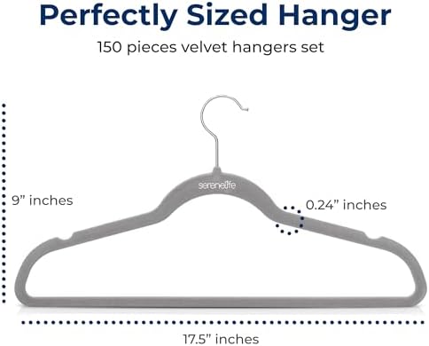 SereneLife Velvet Hangers – 150 Pack, Slim & Space Saving for Closets - Image 2