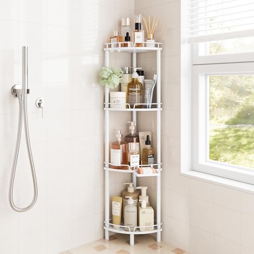 ELYKEN Corner Shower Caddy Standing, 4 Tier Metal Shower Organizer, White by ELYKEN