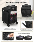Relavel Rolling Makeup Case, Hair Tools Travel Bag Cosmetology Case on Wheels with 2 Clear Bags, Professional Hairstylist Bag Makeup Artist Storage Train Case Barber Organizer with 360° Spinner Wheels - Image 6