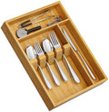 Yofidra Bamboo Silverware Organizer, 13.8 x 9.84 x 1.96 Inches Kitchen Utensil Drawer Organizer, Silverware Tray for Drawer with Fixed Slots for Spoons, Forks & Knives, Natural by Yofidra