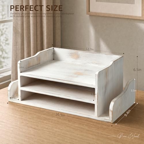 Wood Desk Organizer: File Organizer for Office Desk & Classroom, Whitewash - Image 2