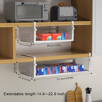 AmonHouseware 2Pack Expandable Under Shelf Storage Basket Organizer, White - Image 2