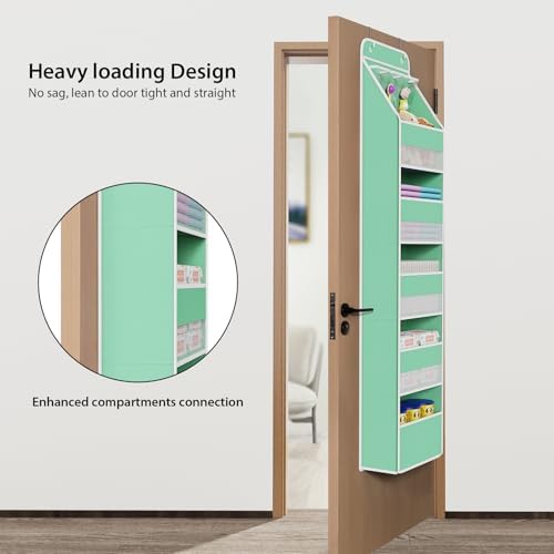 Univivi Fabric Over Door Hanging Organizer for Baby Nursery, Green, 6-Shelf - Image 2
