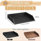 Beeveer 2 Pcs Black Wood Letter Tray Wooden Desk Paper Organizer 2 Tier Stackable Load Documents Desktop Tray Drawer File Folder Magazine Office Accessories for Home Office Back to School - Image 2