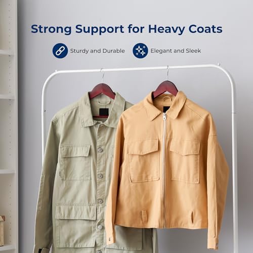 SereneLife Wooden Hangers 50 Pack - Durable & Slim Coat Hanger - Wood Hangers for Coats, Suits, Jackets, Closet & Pants - Suit Hanger with 360-Degree Rotatable Hook and Shoulder Grooves (Cherry Color) - Image 4