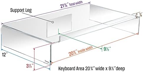 Kantek Acrylic Computer Monitor Stand with Keyboard Storage, Holds up to 50 Pounds, 21.25" x 11.9" x 3.4", Clear - Image 2