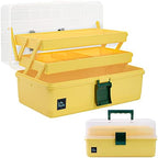 Creahaus 13 inch Art Craft Organizer Storage Box with 3 Layer, Multipurpose Plastic Tool Box with Handle for Sewing, Art Supply, Medicine, Nail, Hair Accessories (Yellow) by Creahaus