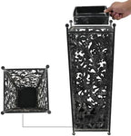 Vintage Black Metal Umbrella Holder with Ornate Cutout Pattern Antique Decorative Umbrella Stand with Detachable Drip Tray for Entryway Storage Umbrellas Canes & Walking Sticks (Black) - Image 3