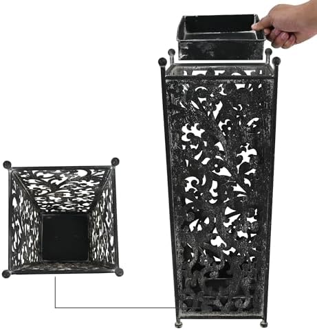 Vintage Black Metal Umbrella Holder with Ornate Cutout Pattern Antique Decorative Umbrella Stand with Detachable Drip Tray for Entryway Storage Umbrellas Canes & Walking Sticks (Black) - Image 3