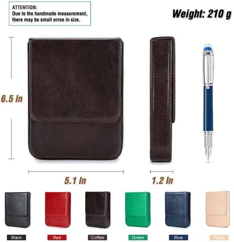 Top Grain Genuine Leather 6 Pencil/Pen Tray Case Organizer, Fashion Design No Logo, Handmade, Magnetic Closure with Drawer Design, Gift Choice for Man/Woman/Office, Glossy Coffee, 6 Slots - Image 5
