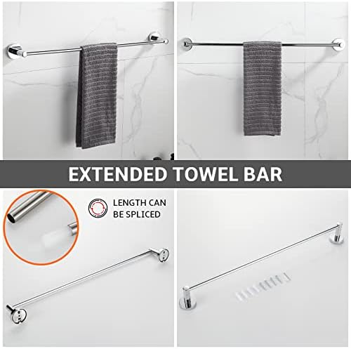 BGL Bathroom Accessory Set Chrome 4 Pieces Bathroom Towel Rack 24 Inches Adjustable Bathroom Hardware Set - Image 2