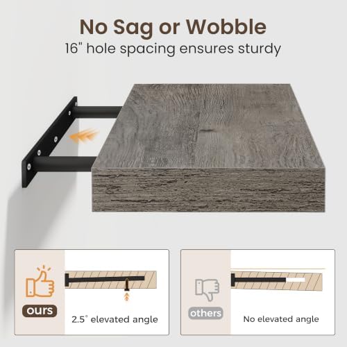 72 Inch Floating Shelves for Wall 2 Pack, Wood Wall Bathroom Shelves - Image 4