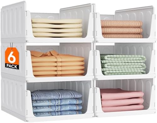 Lifewit Stacking Closet Organizers Shelf for Clothes 6 Pack 16.1" Depth by Lifewit