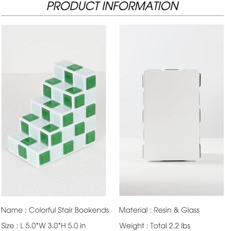 Decorative Bookends for Shelves Stair Book Ends for Heavy Books - Image 2