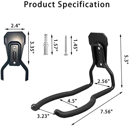 JuforminWeedeater Hanger, String Trimmer Hanger, Weed Eater Rack, Garage Wall Hooks, Power Tool Holder for Garage Wall, Utility Hooks for Garage Tool Organizers and Storage Black-4 Pcs - Image 2
