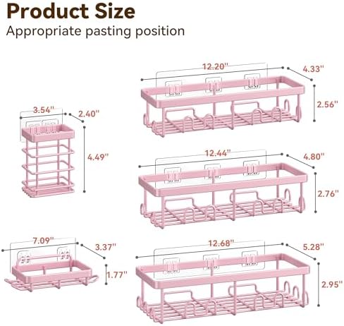 YASONIC Shower Caddy Adhesive, Rustproof Shower Organizer, Wall Shower Rack - Image 2
