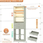 Besiost Closet System, 4-8 FT Closet Organizer System with Smart Sensor Lights, 2 Wooden Drawers and 5 Hanging Rods, Crab Green - Image 2