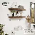 Solid Wood Floating Shelves for Wall 24 Inch Walnut, Wooden Bathroom Shelf - Image 3