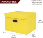 STOREONE Fabric Storage Cube Bins Foldable Organizer Container Collapsible Basket with Lids and Metal Handles, for Home, Bedroom, Closet 3 Pcs (multicolour-yellow) - Image 2
