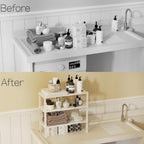 Heavy-Duty Adjustable Metal Shelf Organizer - Expandable & Stackable Pantry Storage Rack for Kitchen, Bathroom, RV, Cabinets(3 Packs/White,Medium) - Image 6