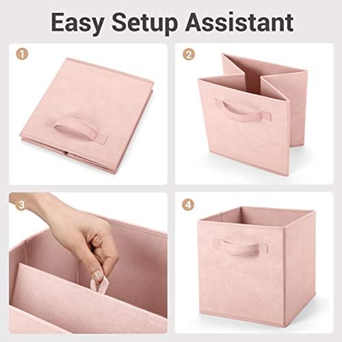 MaidMAX Fabric Storage Bins 10.5×10.5×11, Foldable Cloth Cube Storage, Pink - Image 6