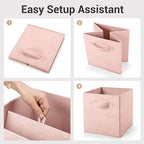 MaidMAX Fabric Storage Bins 10.5×10.5×11, Foldable Cloth Cube Storage, Pink - Image 6