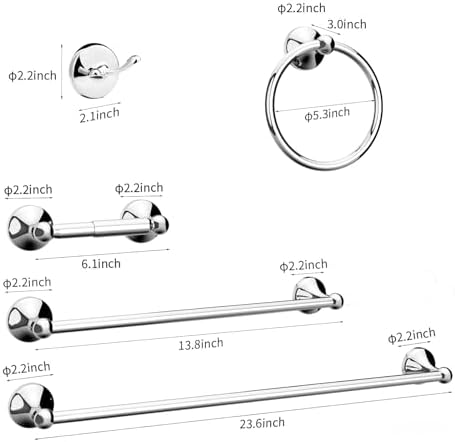 Newfun 8-Pieces 24 Inch Polished Chrome Bathroom Hardware Set - Image 2