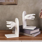 Vintage White Hand Shaped Book Ends, Decorative Bookends for Shelves - Image 7