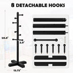 8-Hook Freestanding Wooden Coat Rack 2 Adjustable Heights BLACK - Image 3