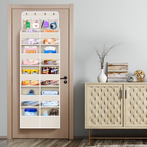 Univivi Upgraded Over the Door Organizer for Baby Nursery, Beige, 6-Shelf - Image 6