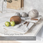 Nested Dish Drying Stone Mat with Bamboo Rack | Large 16"x12" Dish Drying Mat plus 13"x12" Diatomaceous Earth Stone Mat | Expands to 29” x 12” | Premium Stone Mat for Kitchen Counter (White) - Image 3