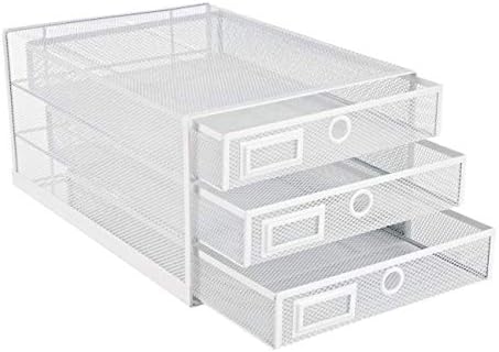 Annova Desk Organizer Wire Mesh 3 Tier Sliding Drawers Paper Sorter/Multifunctional/Premium Solid Construction for Letters, Documents, Mail, Files, Paper, Kids' Art Supplies (White) - Image 6