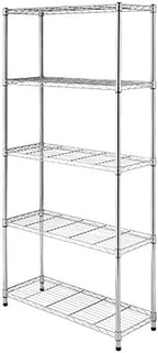 Whitmor 5 Tier Shelving Unit, Metal Storage Shelves, 400 lbs Capacity per Shelf, 2000 lbs Total, Adjustable Heavy Duty Shelf, Easy Assembly for Kitchen, Garage, Plant, 36"L x 14"W x 72"H, Chrome by Whitmor