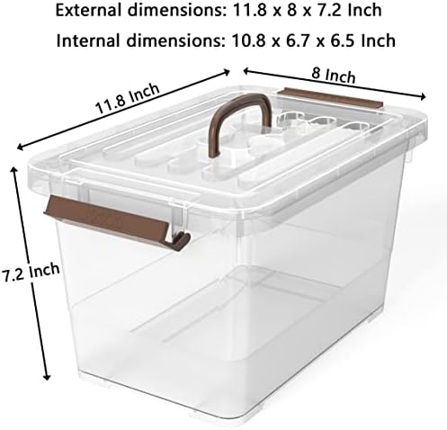 WYT 6-Pack Clear 7 Quart Storage Latch Box/Bins, Plastic Stackable Latching Box with Brown Handle and Lid, Multi-Purpose, 7 Litre - Image 2