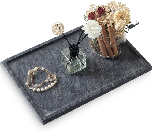 Real Luxurious Natural Marble Tray - 12x8 Inch Marble Vanity Tray by MULWRMarbleTray