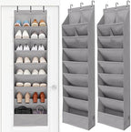 STORAGE MANIAC Over the Door Shoe Organizer Heavy-Duty Large Deep Pocket Hanging Shoe Organizer Shoe Rack Door Closet Shoe Organizer for Wall, Dorm & Narrow Door Storage Shoe Holder Grey, 2 Pack by STORAGEMANIAC
