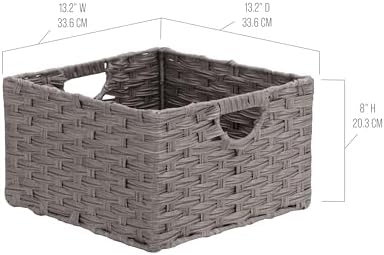 Seville Classics Premium Handwoven Portable Laundry Bin Basket with Carrying Handles, Household Storage for Clothes, Linens, Sheets, Gray, Rectangular (2-Pack) - Image 5