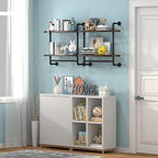 Helsin 24inch Industrial Pipe Shelving Bathroom Shelves Wall Mounted with Towel bar, 2 Tier Rustic Wood Floating Shelf, Metal Towel Rack Wall Shelf for Home & Bathroom (Brown, 24inch) - Image 5