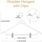 TOPIA HANGER Wooden Suit Hangers with Adjustable Metal Clips (20 Pack), Solid Smooth Wood Clothes Hangers, 360° Swivel Hook, Premium Pants Hangers for Clothes Coat, Jeans, Blouse-White,CT28W20 - Image 3