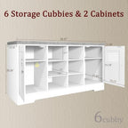 39.3" Shoe Storage Bench with Cushion, 6 Open Cubbies, 2 Cabinet - Image 2