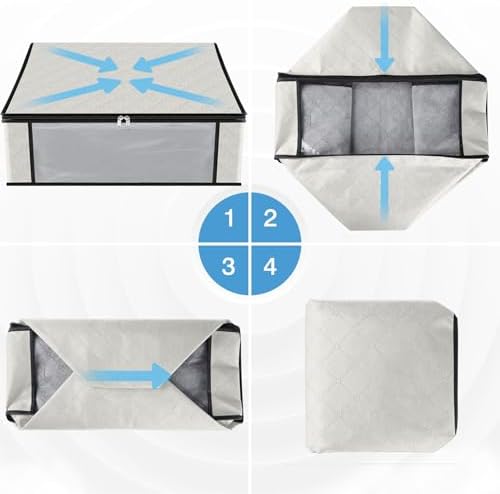HomeHacks 8-Pack Clothes Organizer Storage Bags, 35L Storage Bins, White - Image 3