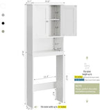 Over the Toilet Storage Cabinet, Bathroom Storage Cabinet White Organizer Over Toilet, Bathroom Space Saver with Adjustable Shelf, White - Image 2