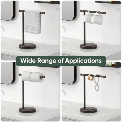 Hoimpro Hand Towel Holder Stand Bathroom Towel Bar Rack Countertop Bronze - Image 5