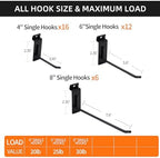 Slatwall Accessories Heavy Duty Garage Hooks Slatwall Panel Hooks Slat Wall Hanging Hook for Bike Ladder Garage Storage System Accessory Multi Size Utility (34 Single Hook) - Image 4