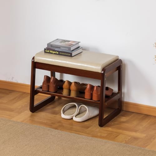SOBIBO Solid Wood Shoe Rack Bench with Flip-Top Storage, Gray, 21.65" - Image 2